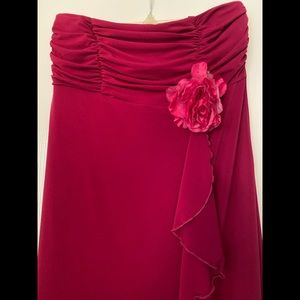 Floor Length Sleeveless Fuchsia with Flower Dress